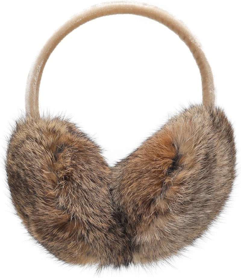 ZLYC Womens Girls Genuine Rabbit Fur Earmuffs Adjustable Ear Warmers - Image 1